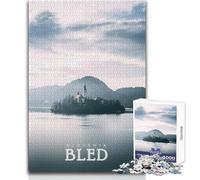 Puzzle de 1000 pièces pour Adolescents, île de Bled, Slovénie Idéal pour des soirées Jeux en Famille Décoration Murale Parfaite Dimensions 38x52cm