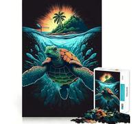 Puzzle de 1000 pièces pour Adolescents Île de la Tortue Jeu cognitif et Artistique Cadeau pour des Moments de Calme Décoration de Noël (38x52cm)