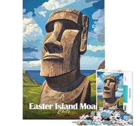 Puzzle de 1000 pièces pour Adolescents Île de Pâques Moai Jeu Difficile et Stimulant d'analyse et de logique À partir de 14 Ans (38x52cm)