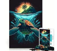 Puzzle de 1000 pièces pour Adolescents, Île des Tortues, Découpe Fine, Art, Entraînement à la Concentration, Jeu Amusant et Calme, pour Noël (38x26cm)