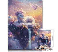 Puzzle de 1000 pièces pour Adolescents:Île du Dragon onirique avec Cascade, idéal pour se détendre à l'intérieur Découpe de Haute précision Dimensions:38x52cm