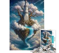 Puzzle de 1000 pièces pour Adolescents Île Flottante Phare et Cascade Activités Amusantes à la Maison Cadeau d'anniversaire Jeu Impossible pour Les 14 Ans et Plus 50x75cm