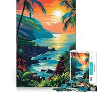 Puzzle de 1000 pièces pour Adolescents, île Tropicale au Coucher du Soleil, Bords Nets, Jeu de réflexion, Jouet d'éveil, Jeu d'inactivité, décoration de Noël (50x75cm)