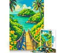 Puzzle de 1000 pièces pour Adolescents, île Tropicale, Pont, découpe Nette, Jeu cognitif, Cadeau pour des Moments de Calme, décoration de Noël (38x26cm)