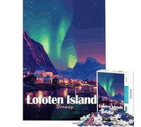 Puzzle de 1000 pièces pour Adolescents Îles Lofoten Norvège Aurores boréales Jeu de réflexion éducatif idée Cadeau (38x52cm)