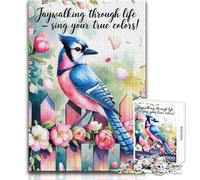 Puzzle de 1000 pièces pour Adolescents, Illustration Aquarelle d'un geai Bleu, Jeu éducatif Impossible, Cadeau d'anniversaire (Taille 38x26cm)