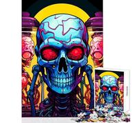 Puzzle de 1000 pièces pour Adolescents Illustration colorée de crânes et de Cerveaux Jeu Relaxant activités familiales Jouet Anti-Stress renforce Les Liens Amoureux (50x75cm)