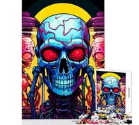 Puzzle de 1000 pièces pour Adolescents Illustration colorée de crânes et de Cerveaux Jeux relaxants activités familiales Jouets Anti-Stress renforce Les Liens Amoureux (38x52cm)