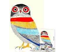 Puzzle de 1000 pièces pour Adolescents Illustration colorée et stylisée d'un Hibou Jouet éducatif Idée Cadeau et Jeu Amusant Stimule la motricité Fine et la Concentration Dimensions 38x52cm