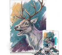 Puzzle de 1000 pièces pour Adolescents Illustration de cerf surpris Jeu éducatif décoration Murale idéal comme Cadeau 50x75cm