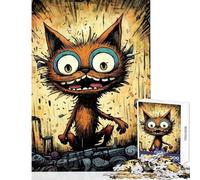 Puzzle de 1000 pièces pour Adolescents Illustration de Chat Fou Jeu Amusant et Difficile défi à relever soi-même Jouet de Collection pour Artistes Beaux-Arts (38x52cm)