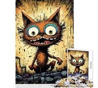 Puzzle de 1000 pièces pour Adolescents Illustration de Chat Fou Jeu Relaxant améliore la mémoire décoration intérieure Jouet pour Anniversaire Noël (75x50cm)