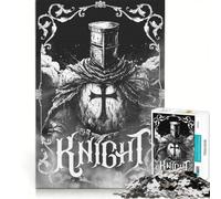 Puzzle de 1000 pièces pour Adolescents Illustration de Chevalier en Noir et Blanc Armageddon Jeux Amusants entraînez Votre Cerveau et Vos Mains Jeu de défi Unique 50x75cm