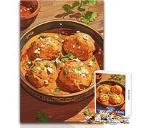 Puzzle de 1000 pièces pour Adolescents - Illustration de délicieuses boulettes de Viande en Sauce - Idéal pour des soirées Jeux en Famille - Niveau de difficulté élevé - Anti-Stress 50x75cm
