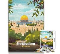 Puzzle de 1000 pièces pour Adolescents - Illustration de Jérusalem, Palestine - Idéal pour des soirées Jeux en Famille, des Moments de réflexion et de logique - Cadeau d'anniversaire - 38x52cm
