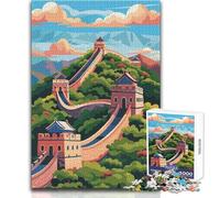 Puzzle de 1000 pièces pour Adolescents, Illustration de la Grande Muraille de Chine, idéal pour se détendre à l'intérieur grâce à sa découpe de précision Dimensions:38x26cm