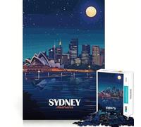Puzzle de 1000 pièces pour Adolescents Illustration de la Skyline Nocturne de Sydney Australie Découpe précise Jeu cognitif et ludique Idéal pour Les Moments de détente Décoration de pour la Maison