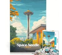 Puzzle de 1000 pièces pour Adolescents Illustration de la Space Needle décoration Murale Difficile et Stimulant pour Les passionnés de Jeux vidéo 50x75cm