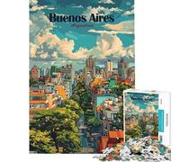 Puzzle de 1000 pièces pour Adolescents Illustration de la Ville de Buenos Aires Argentine Jouet éducatif et ludique Jeu d'assemblage Idée Cadeau (38x26cm)