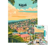 Puzzle de 1000 pièces pour Adolescents Illustration de la Ville de Kigali Rwanda Jeu Familial Jouet éducatif Cadeau d'anniversaire Amusant et Humoristique (Taille 38x26cm)