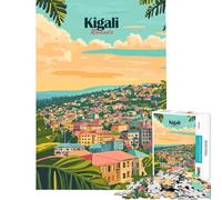 Puzzle de 1000 pièces pour Adolescents Illustration de la Ville de Kigali Rwanda Jeu Pratique et addictif pour cultiver la Patience Défi Stimulant (Taille 38x52cm)