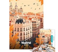Puzzle de 1000 pièces pour Adolescents Illustration de la Ville de Madrid idéal pour Un Anniversaire ou Noël Un Jeu Impossible à partir de 14 Ans (38x26cm)