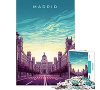 Puzzle de 1000 pièces pour Adolescents Illustration de la Ville de Madrid Un défi à relever pour s'amuser en Famille Un Jouet Anti-Stress pour Les 14 Ans et Plus (38x26cm)