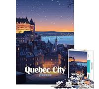 Puzzle de 1000 pièces pour Adolescents Illustration de la Ville de Québec la Nuit Jeu Manuel éducatif et Stimulant Cadeau pour Femmes et Hommes décoration intérieure (Dimensions 50x75cm)