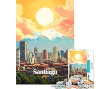 Puzzle de 1000 pièces pour Adolescents Illustration de la Ville de Santiago du Chili Jeu Manuel éducatif et Stimulant Cadeau pour Femmes et Hommes décoration intérieure (Taille 38x52cm)