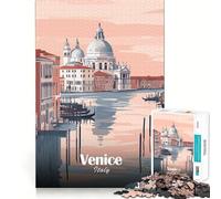 Puzzle de 1000 pièces pour Adolescents Illustration de la Ville de Venise, Italie Jeu d'assemblage précis Défi Mental Jouet Moment de détente et de Divertissement Scène de Noël (38x52cm)