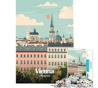 Puzzle de 1000 pièces pour Adolescents Illustration de la Ville de Vienne Autriche Jeu Manuel captivant pour développer la Patience Cadeau Artistique et éducatif (Dimensions 38x26cm)