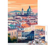 Puzzle de 1000 pièces pour Adolescents Illustration de la Ville de Vienne Jouet Anti-Stress Cadeau pour Femmes et Hommes Jeu Impossible activité relaxante et captivante Dimensions 38x52cm