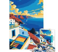 Puzzle de 1000 pièces pour Adolescents Illustration de Paysage de Village côtier Jeu Familial Stimulant l'intelligence et Le Cerveau Jouet addictif Cadeau Artistique activités familiales (50x75cm)