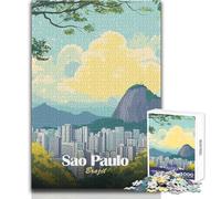 Puzzle de 1000 pièces pour Adolescents - Illustration de Paysage Urbain de São Paulo, Brésil - Idéal pour des soirées Jeux en Famille, des Moments de réflexion et de logique - Cadeau d'anniversaire