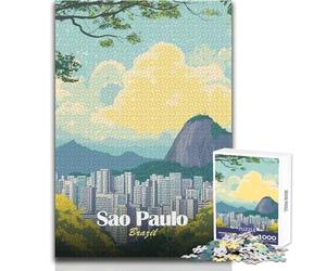 Puzzle de 1000 pièces pour Adolescents - Illustration de Paysage Urbain de São Paulo, Brésil - Idéal pour des soirées Jeux en Famille, des Moments de réflexion et de logique - Cadeau d'anniversaire