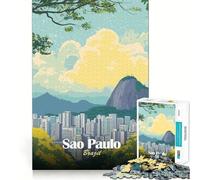 Puzzle de 1000 pièces pour adolescents illustration de paysage urbain de Sao Paulo Brésil pièces à emboîtement précis jeu de logique amusant et calme activité artistique pour un anniversaire (50x75cm)