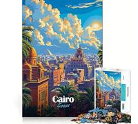 Puzzle de 1000 pièces pour Adolescents Illustration de Paysage Urbain du Caire,Égypte Jeu d'assemblage précis Défi Mental Jouet Moment de détente et de Divertissement Scène de Noël (50x75cm)