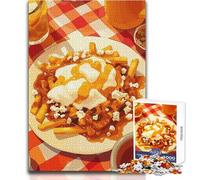 Puzzle de 1000 pièces pour Adolescents, Illustration de Poutine avec Boisson et Tissu à Carreaux, Casse-tête, Jeu Familial, décoration, Cadeau d'anniversaire, Dimensions 38x26cm