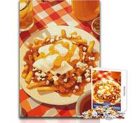 Puzzle de 1000 pièces pour Adolescents, Illustration de Poutine avec Boisson et Tissu à Carreaux, Jeu éducatif, Cadeau pour Femme, Cadeau d'anniversaire, Dimensions 50x75cm