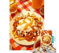 Puzzle de 1000 pièces pour Adolescents Illustration de Poutine avec Boisson et Tissu à Carreaux Jeu éducatif et Stimulant Cadeau Amusant et Difficile (Taille 50x75cm)