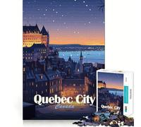 Puzzle de 1000 pièces pour Adolescents Illustration de Québec la Nuit Découpe Parfaite Jeu de logique Amusant Jeu paisible Idéal pour Un Anniversaire (38x52cm)