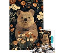 Puzzle de 1000 pièces pour Adolescents Illustration de Quokka dans Un Jardin Fleuri Puzzle pour Adultes Jeu Relaxant Amusant et Humoristique idéal comme Cadeau pour Toute la Famille (Taille 50x75cm)