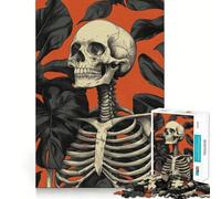 Puzzle de 1000 pièces pour Adolescents, Illustration de Squelette et de Feuilles de Monstera, Jouet Stimulant la logique, Cadeau raffiné et de qualité supérieure pour Toute la Famille 38x26cm