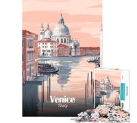 Puzzle de 1000 pièces pour Adolescents Illustration de Venise Italie Jeu Amusant et addictif pour cultiver la Patience Cadeau d'anniversaire pour Toute la Famille (Dimensions 38x26cm)