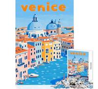 Puzzle de 1000 pièces pour Adolescents Illustration de Venise Jeu Anti-Stress Idée Cadeau Jeu Pratique et Amusant Dimensions 50x75cm