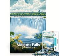 Puzzle de 1000 pièces pour Adolescents Illustration des Chutes du Niagara Canada,États-Unis Découpe Parfaite Jeu de logique Idéal pour Un Moment de détente et de Plaisir,Parfait pour Un Anniversaire