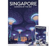 Puzzle de 1000 pièces pour Adolescents Illustration des Jardins de la Baie de Singapour Jeu éducatif pour Les Jeux Une œuvre d'art (38x52cm)