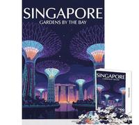 Puzzle de 1000 pièces pour Adolescents Illustration des Jardins de la Baie de Singapour Puzzle de 1000 pièces Impossible Jeu œuvre d'art Cadeau éducatif et éducatif (38x52cm)