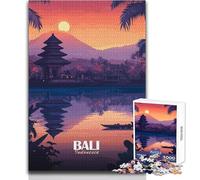 Puzzle de 1000 pièces pour Adolescents - Illustration du Coucher de Soleil à Bali,Indonésie - Jeu Stimulant et éducatif Anti-Stress - Dimensions : 50x75cm