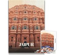 Puzzle de 1000 pièces pour Adolescents - Illustration du Hawa Mahal, Jaipur, Inde - Jeu éducatif Familial - Stimule la mémoire - Cadeau d'anniversaire - Dimensions 38x52cm